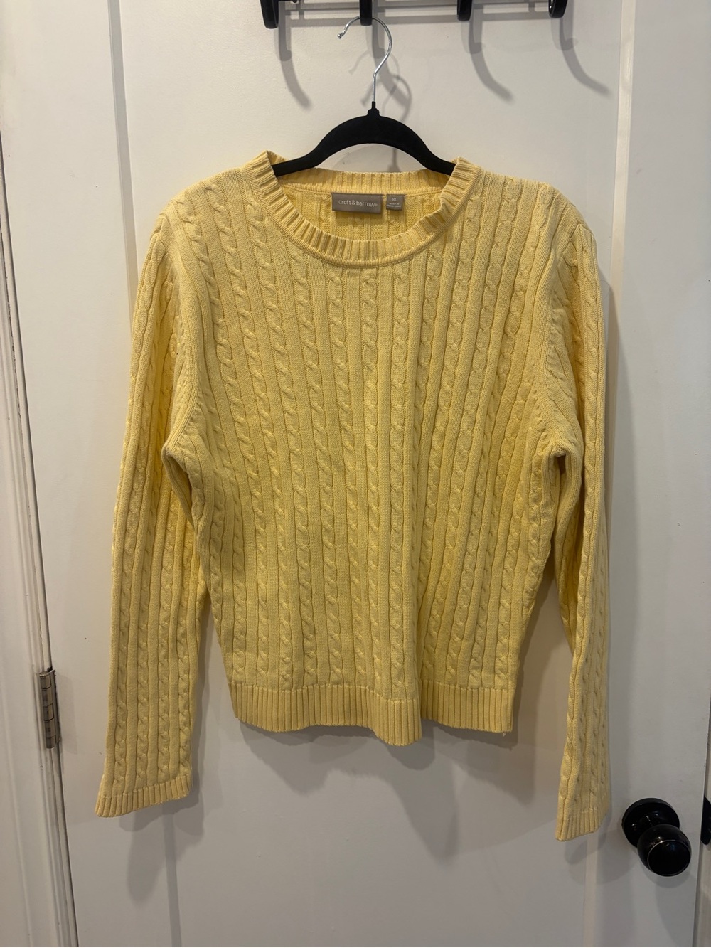 Butter Yellow Cable-Knit Crewneck Sweater - Picture 4 of 14